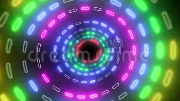 抽象创意霓虹灯技术隧道与圆形HUD视频的预览图