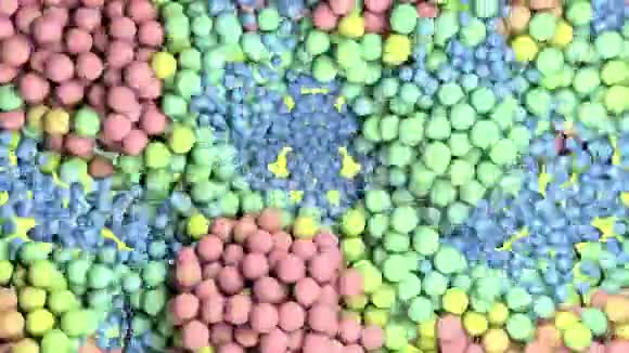 抽象背景三维彩色球体或球数码明亮的彩色循环现代背景视频的预览图