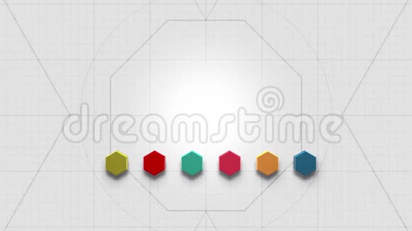 运动小彩色六边形抽象背景视频的预览图