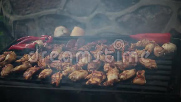 烧烤烤鸡和胡椒洋葱视频的预览图