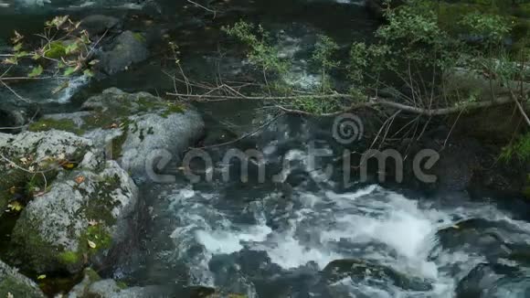 放松的溪流冲过岩石6分之2视频的预览图