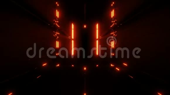 抽象金反射隧道背景环橙色光3渲染视频的预览图