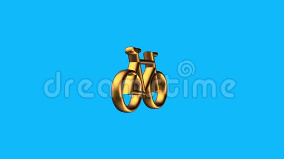 金色自行车标志旋转动画蓝色背景上无缝循环全新品质独特金融商业动画视频的预览图
