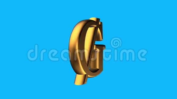 黄金乌克兰GUANI货币标志旋转动画无缝循环蓝底新质量独特金融视频的预览图