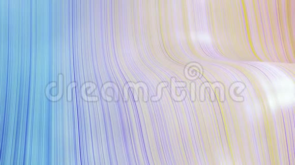 美丽的抽象的表面波浪背景蓝色的黄色渐变挤压线作为条纹织物表面视频的预览图