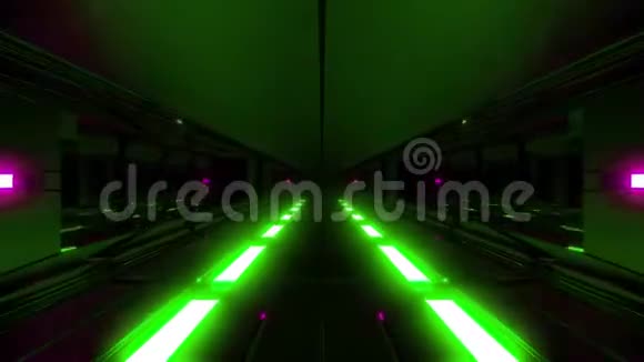 黑暗的未来科学隧道与热金属发光在底部3D插图现场壁纸运动背景无尽视频的预览图