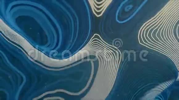 蓝色变形波浪线与运动发光元素实地深度3D渲染循环动画4KUHD视频的预览图