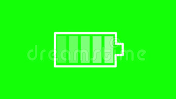 电池图标在绿色背景上充电无缝循环视频的预览图