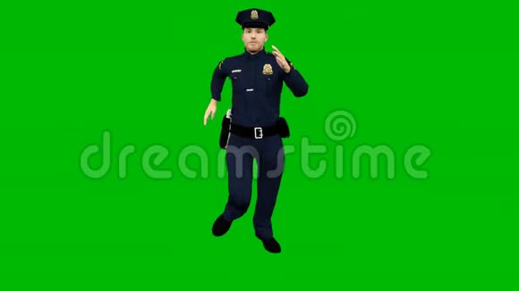 警察在绿色的屏幕上奔跑循环动画视频的预览图