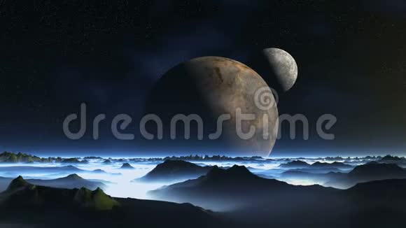 两个月亮在米斯提星球上空视频的预览图