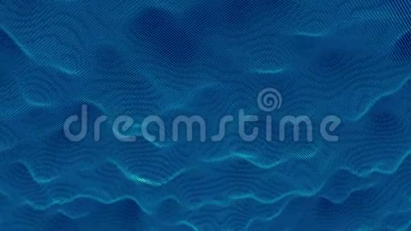 抽象无止境的三维像素背景动画蓝色波浪状表面波纹小无缝环技术理念视频的预览图