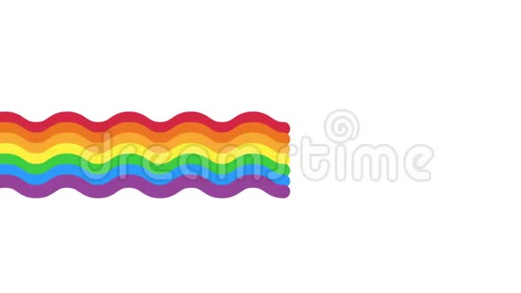 抽象彩虹波与阿尔法通道视频移动图形艺术彩色彩虹波浪形视频的预览图
