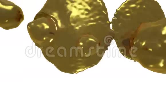 金色的水滴落在白色的屏幕上视频的预览图