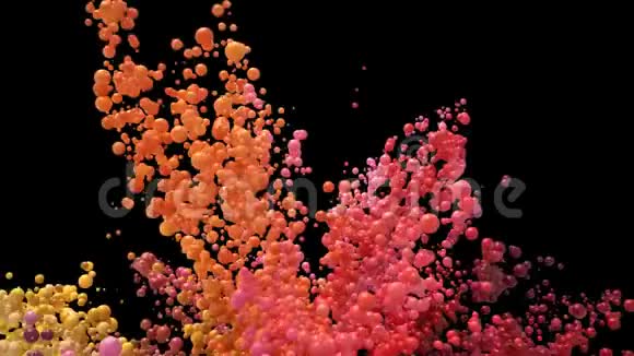 泡沫破裂彩色泡沫球气球球体爆炸阿尔法哑光视频的预览图