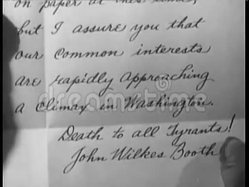 约翰威尔克斯布思写的信的特写历史记录视频的预览图
