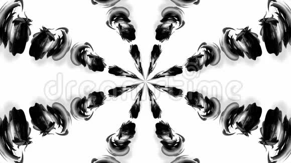 带有黑白丝带的4k循环动画被扭曲并形成复杂的结构作为万花筒效应30视频的预览图