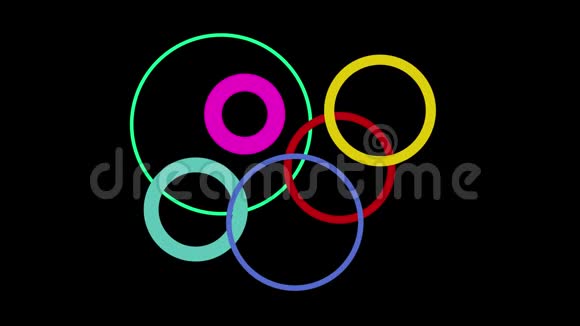 彩色圆圈在黑色背景上爆发圆圈爆炸间隔冻结视频的预览图