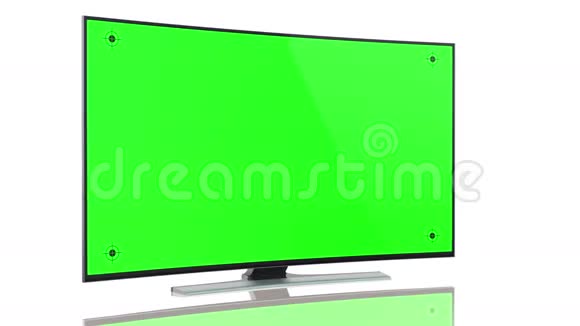 超高清智能电视带有白色弯曲绿色屏幕视频的预览图