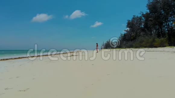 菲律宾一望无际的白色海滩上一个女人视频的预览图