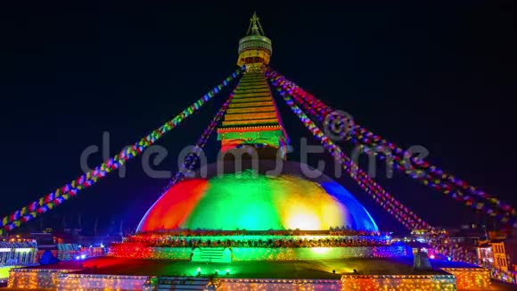 尼泊尔加德满都Boudhanath佛塔的时间推移视频的预览图