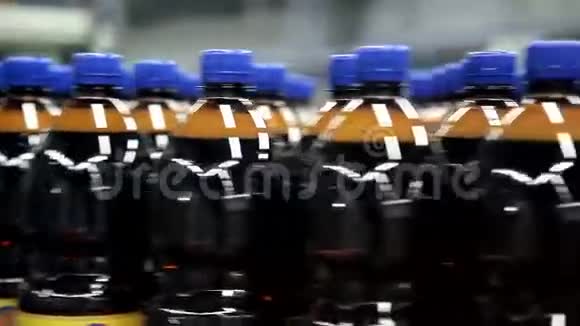 胶带输送机上的瓶子在移动视频的预览图