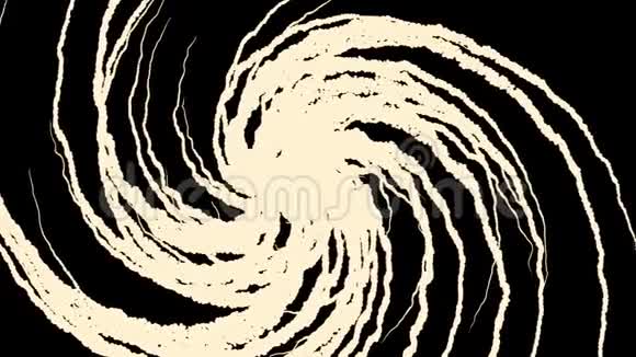 黑色背景上白色的螺旋旋转发光线动画美丽的蓝色旋转漩涡视频的预览图