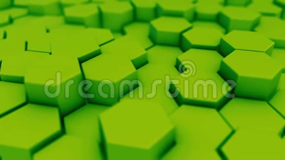 绿色六边形运动背景具有六个角的简单原语的三维渲染视频的预览图