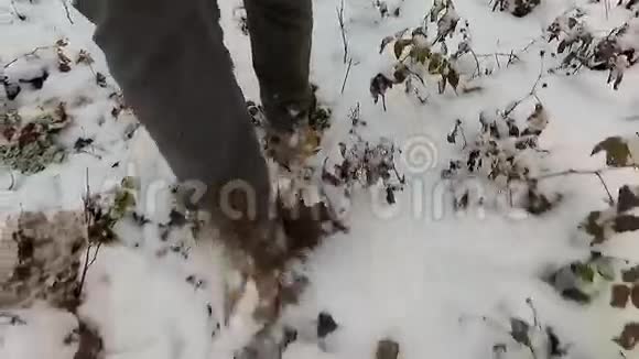 雪地行走人的慢动作视频视频的预览图