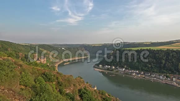 在莱茵河畔的卡茨城堡和洛雷利视频的预览图