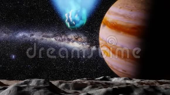 彗星飞过木星的月亮视频的预览图