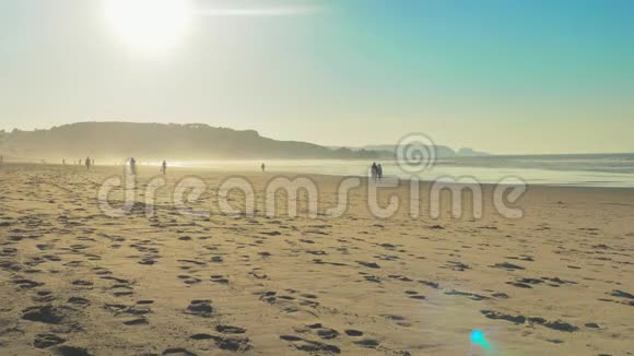 大西洋沿岸的沙质景观美丽的碧水和顶天立地的太阳视频的预览图
