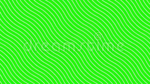 动态波浪运动中的白色曲线绿色背景未来几何对角线图案运动背景4k视频的预览图