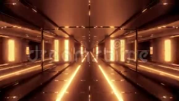 未来空间科幻隧道与热金属三维渲染壁纸运动背景无尽循环视频的预览图