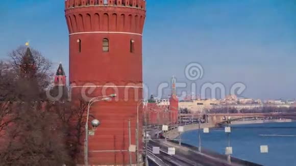 克里姆林宫堤岸靠近莫斯科河堤视频的预览图