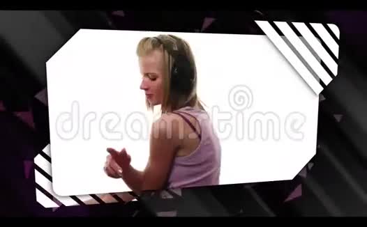 女子舞唱卡拉OK的蒙太奇视频的预览图