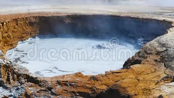 冰岛Hverir间歇泉烧泥视频的预览图