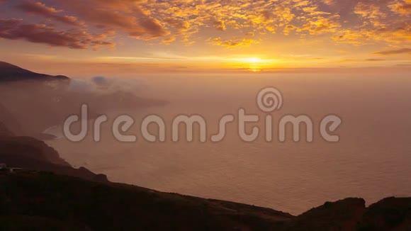 加那利群岛的拉帕尔马蒙丹日落带橙色太阳视频的预览图