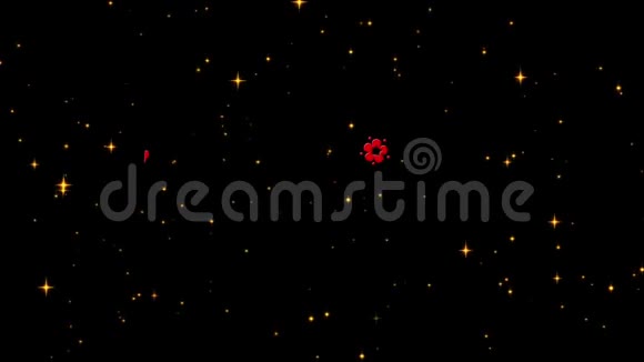 黄金中国新年背景与红黑老鼠烟花闪闪发光的星星3D渲染循环4k文学视频的预览图