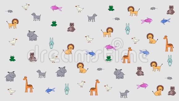 动画彩色动物儿童背景基板为标题照片等内容设计要素视频的预览图