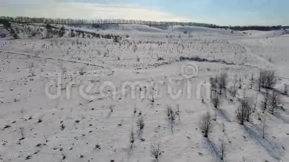 四架直升机拍摄的美丽的雪景全景视频的预览图