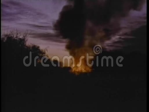 日落时树林的广角景观爆炸视频的预览图