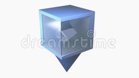 蓝色定位盒旋转金属立方体三维渲染动画视频的预览图