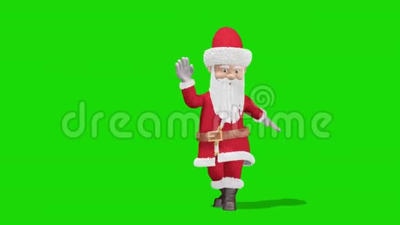 圣诞老人跳舞圣诞节和新年的概念在绿色屏幕上无缝环视频的预览图