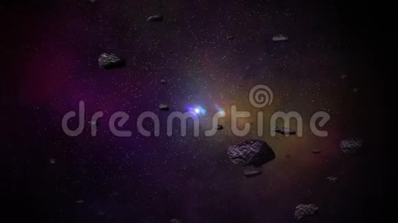 小行星在未来的抽象空间背景下飞行视频的预览图