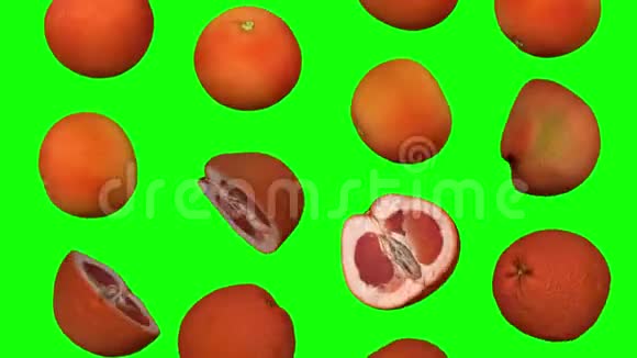 落在绿色背景下的葡萄柚01A视频的预览图