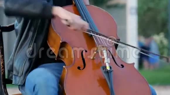 街头音乐家在一个大城市的公园里演奏视频的预览图