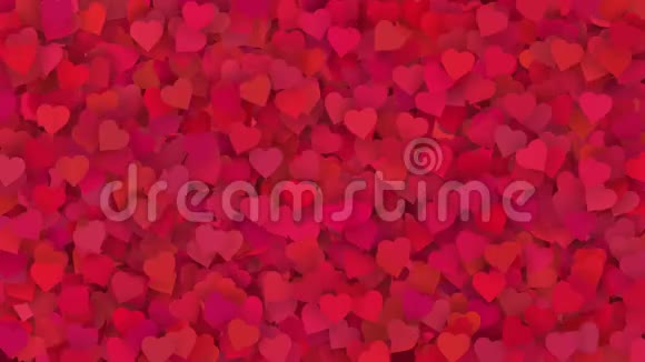 红色的心出现在节日的背景上浏览4K运动图形情人节母亲节婚礼视频的预览图