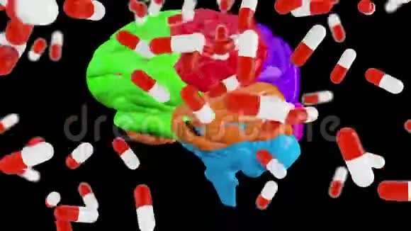 脑和药用胶囊的数字合成视频的预览图
