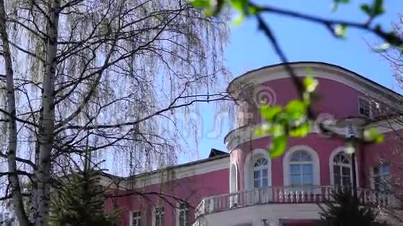 粉白色的公共宫殿倾斜而下视频的预览图