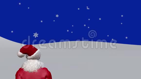 圣诞老人在雪地下散步3D绘制视频的预览图